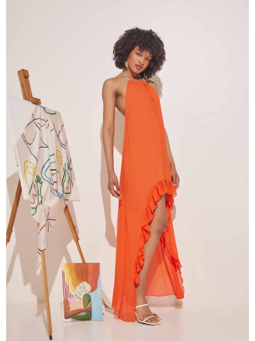 iconic flawy layered dress orange