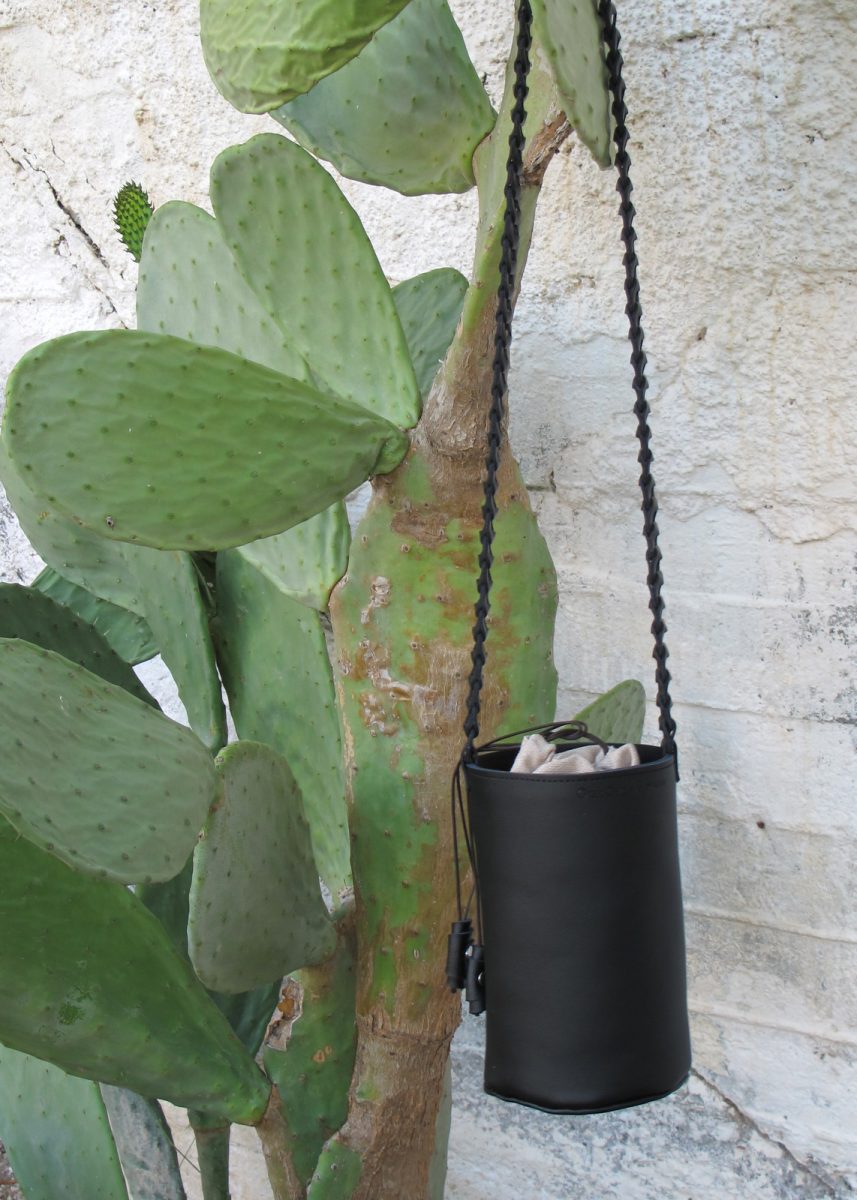 black bucket bag