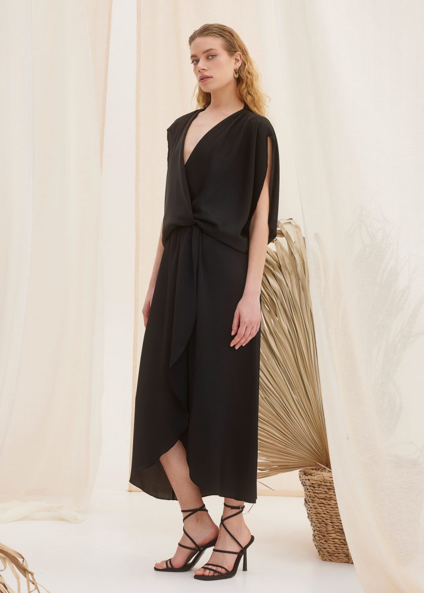 black wrap dress for wedding