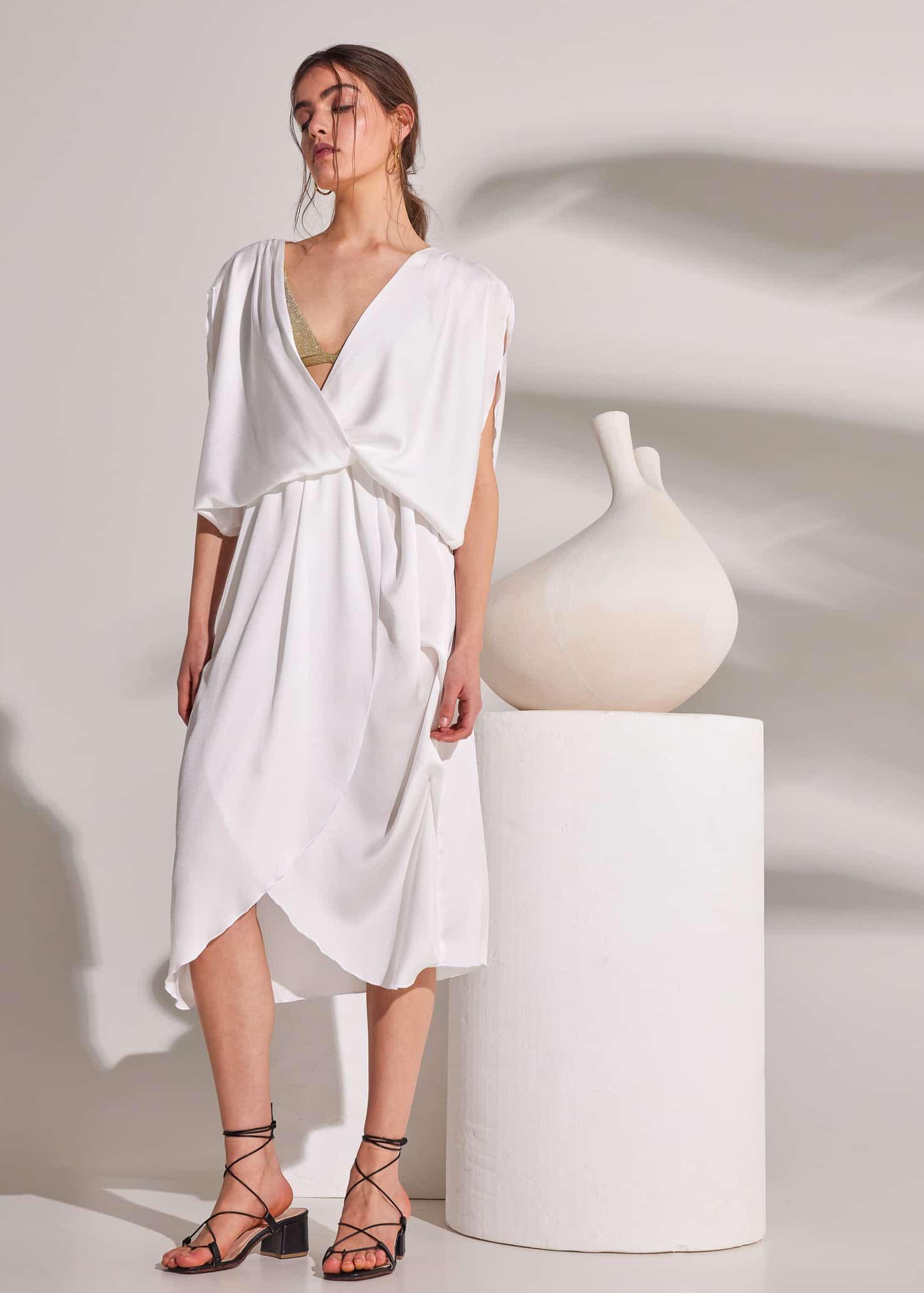 white midi wrap dress