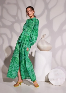 βαμβακερό μακρύ φόρεμα πράσινο