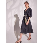 φόρεμα μαύρο μίντι βαμβακερό