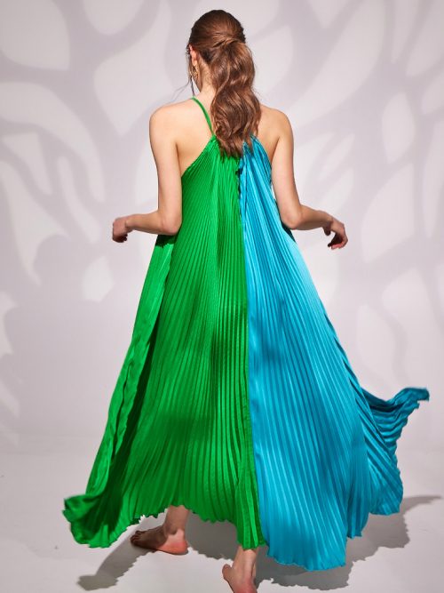 long pleated dress