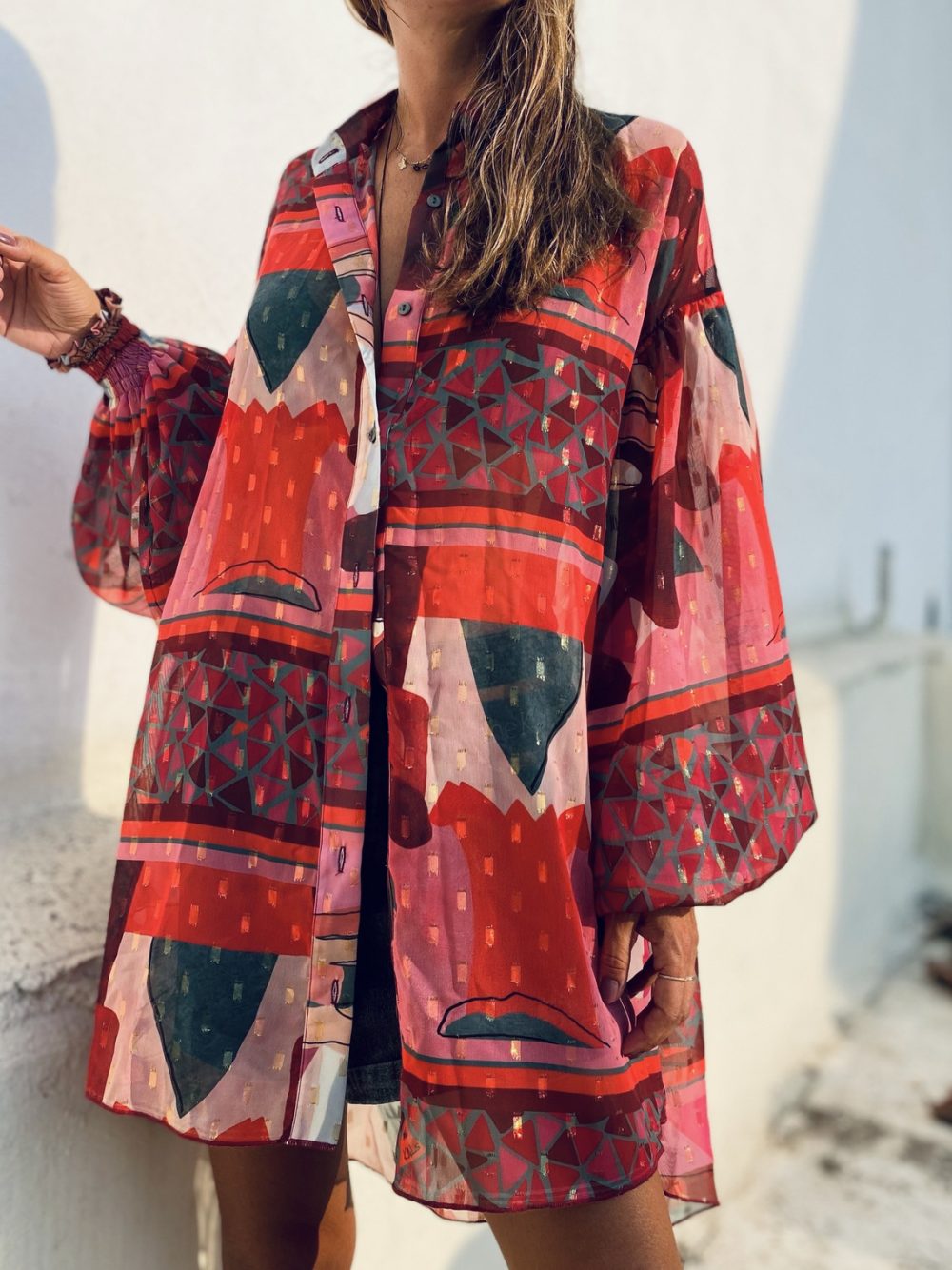 Printed Grecian Neck Romper