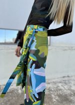 HALLOW MIDI SKIRT HANDS PRINT GREEN