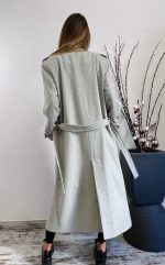 HEAT WOOL COAT GREY WITH PRINTED LAPELS