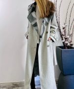 HEAT WOOL COAT GREY WITH PRINTED LAPELS