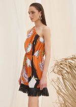 one shoulder printed dress