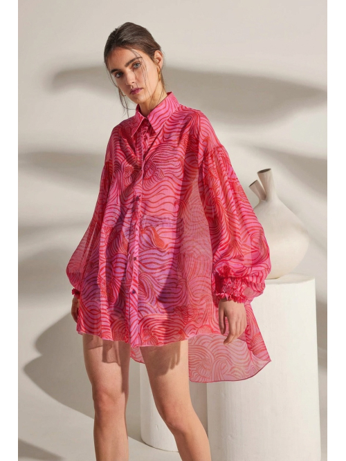 MOSAIC SILK TUNIC PINK WAVES