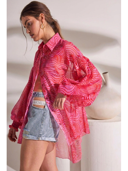 MOSAIC SILK TUNIC PINK WAVES