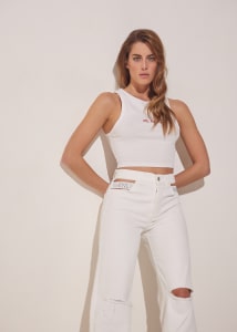 cut-out flare jeans off white