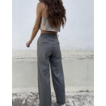 PLOT STRAIGHT LEG PANTS WOOL GREY
