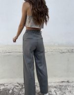 PLOT STRAIGHT LEG PANTS WOOL GREY