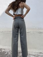 PLOT STRAIGHT LEG PANTS WOOL GREY