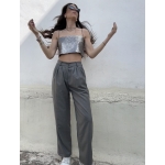 PLOT STRAIGHT LEG PANTS WOOL GREY