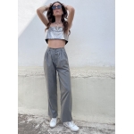 PLOT STRAIGHT LEG PANTS WOOL GREY