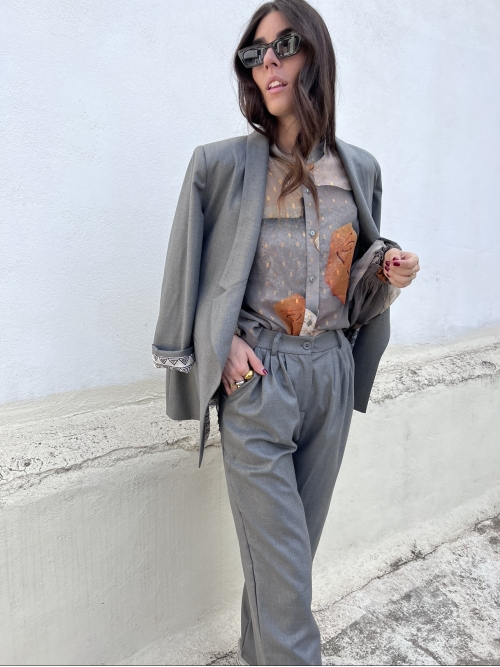 PLOT STRAIGHT LEG PANTS WOOL GREY