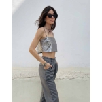 MAROON SPARKLY SEQUIN TOP SILVER