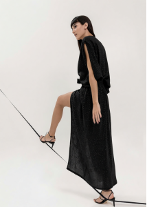 MEROU WRAP DRESS BLACK LUREX