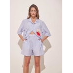 UNISEX SHORTS STRIPED BLUE COTTON