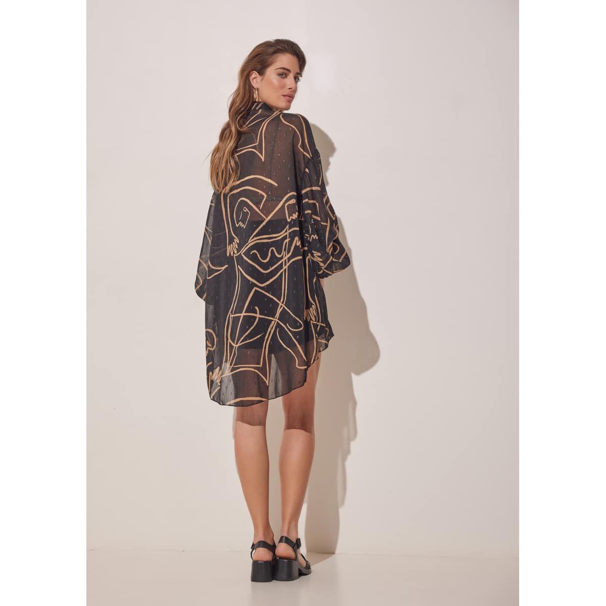 EROS PRINTED TUNIC TOP BLACK INTIMACY PRINT