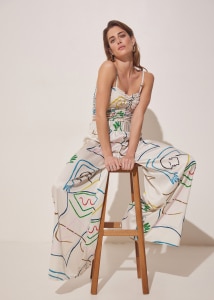 RHEA PRINTED SATIN WIDE LEG PANTS INTIMACY