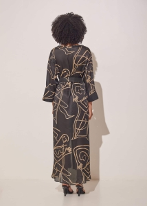 SATIN MAXI DRESS PRINT BLACK INTIMACY