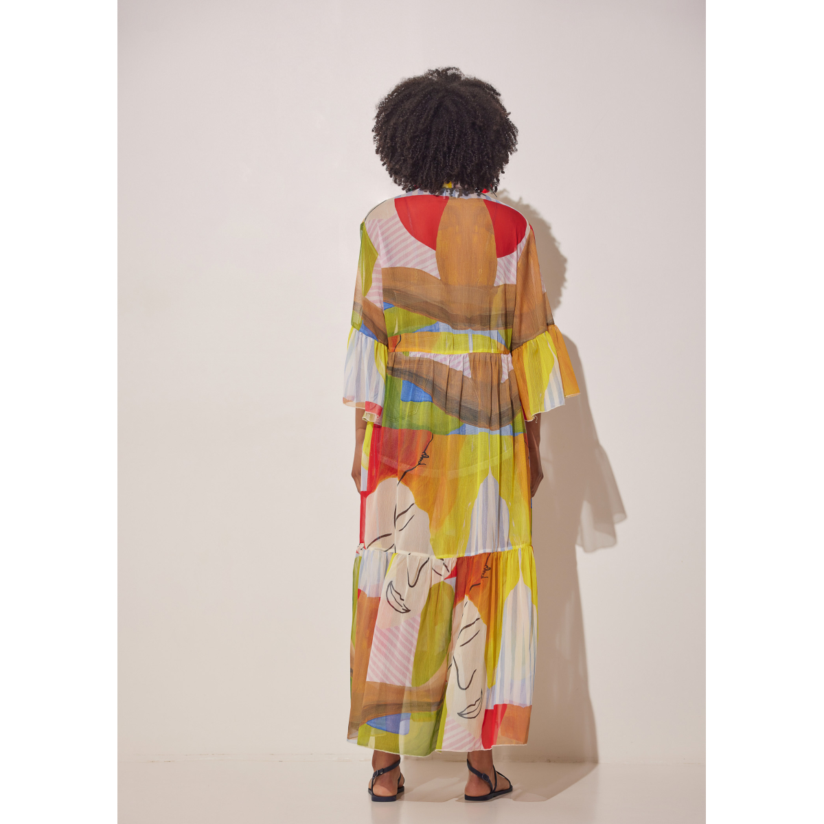 SILK LONG KAFTAN HUG PRINTED