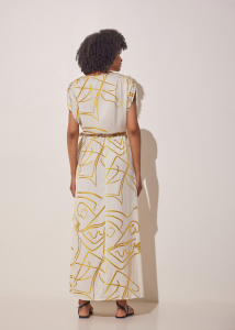 MAXI WRAP DRESS GOLD PRINT