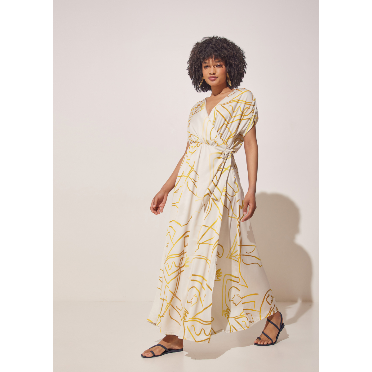 WRAP DRESS GOLD PRINT