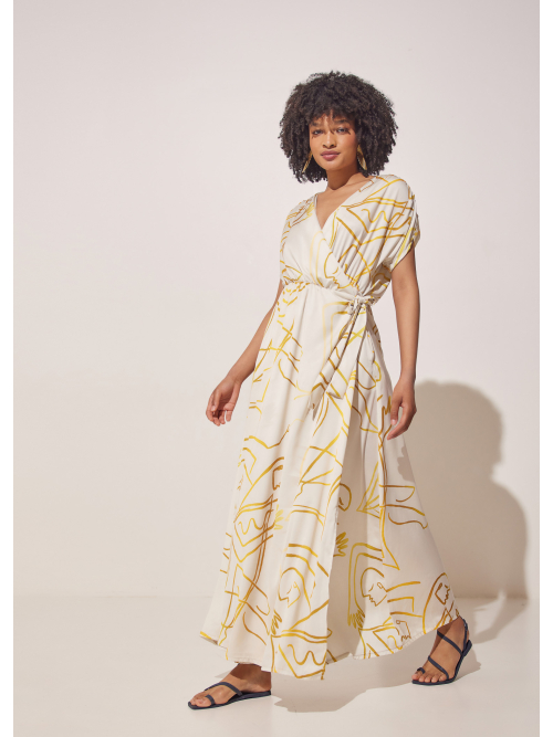 WRAP DRESS GOLD PRINT