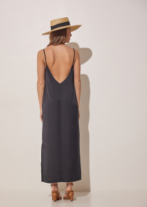 DELIGHT SILKY MIDI DRESS BLACK