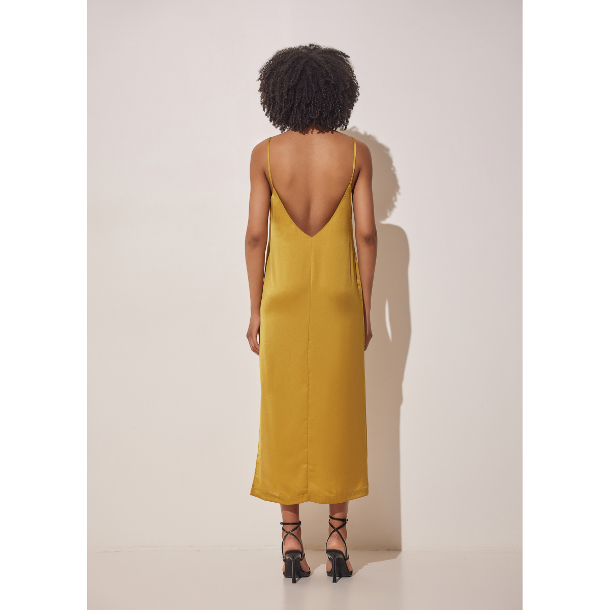 SILKY MIDI DRESS MUSTARD