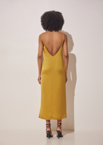 SILKY MIDI DRESS MUSTARD