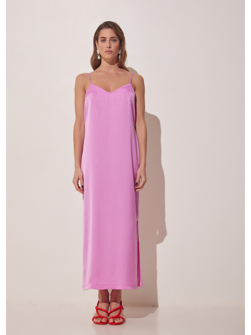 DELIGHT SILKY MIDI DRESS FRAMBOISE