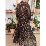 HERMIS SILK MAXI KAFTAN BLACK INTIMACY PRINT