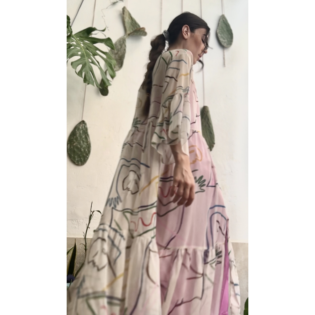 HERMIS SILK LONG KAFTAN INTIMACY PRINTED