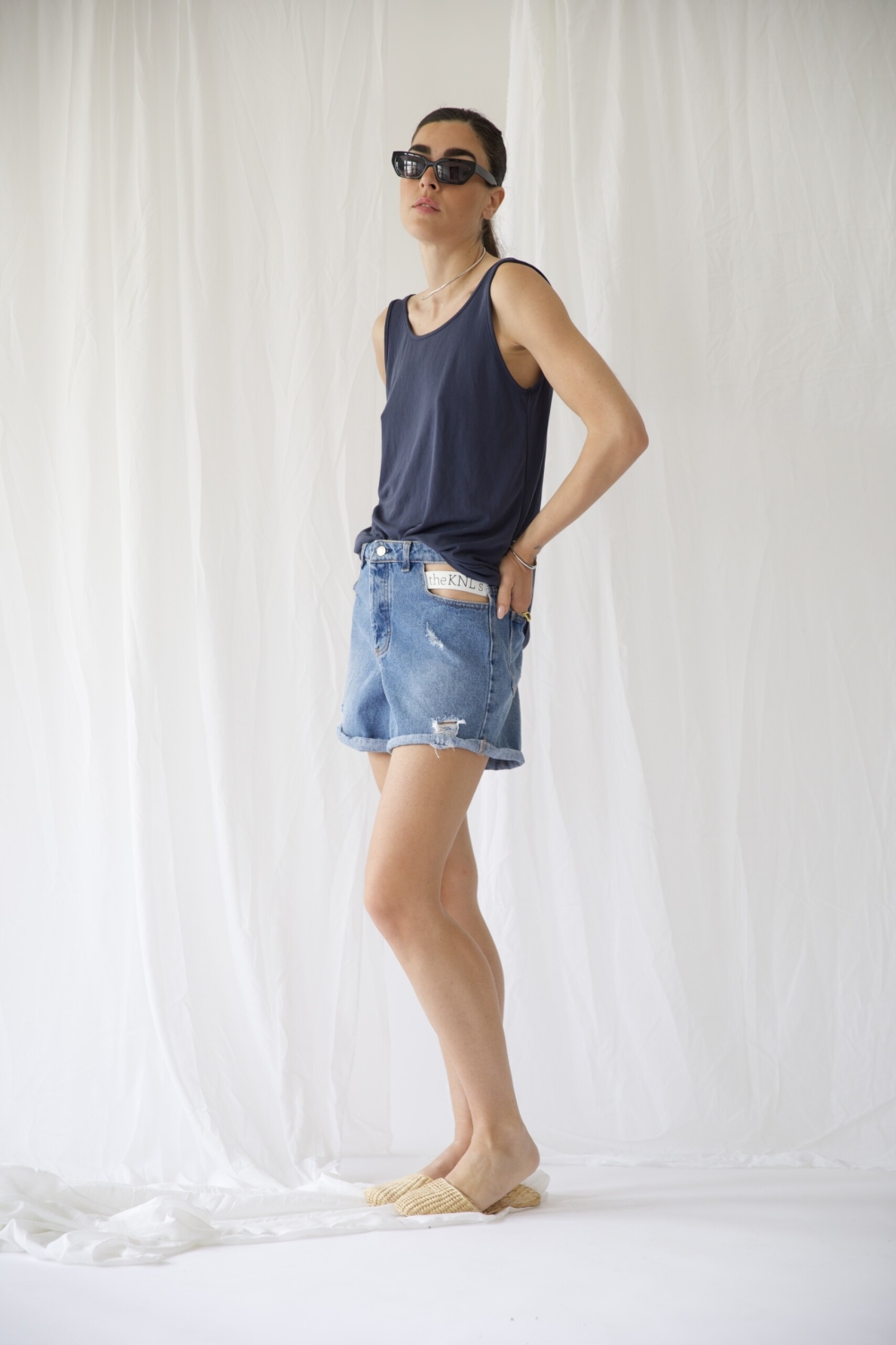 Maiden blue denim shorts
