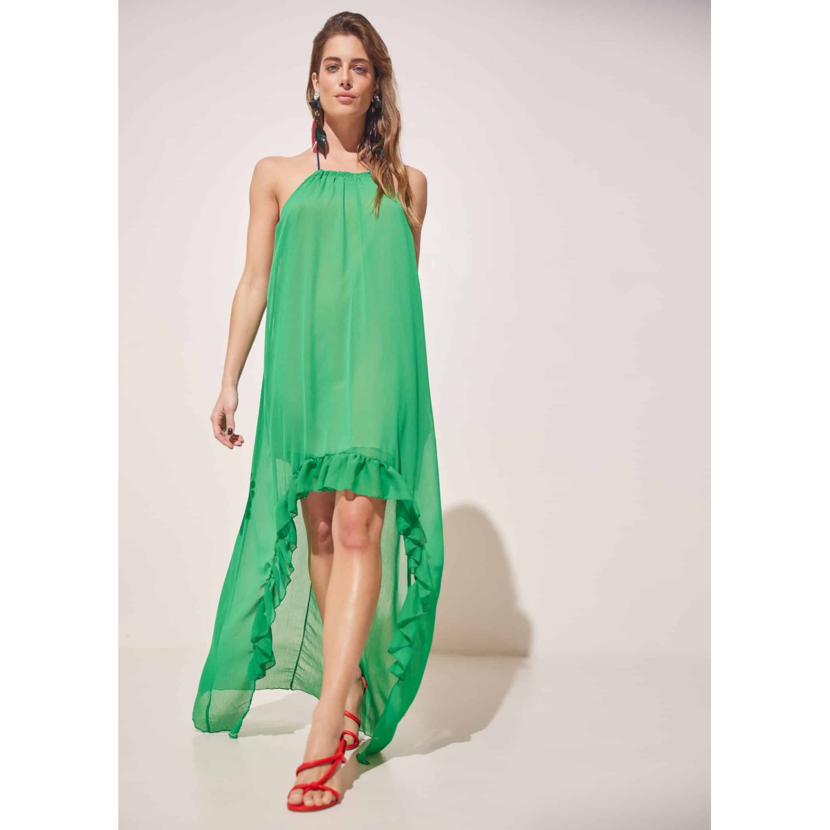 iconic flawy layered dress green