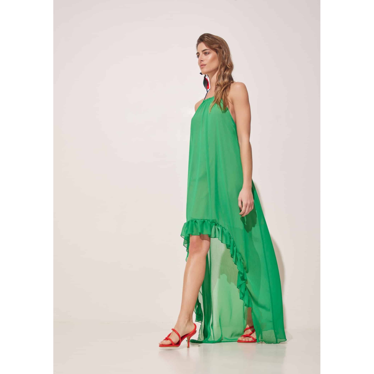 iconic flawy layered dress green