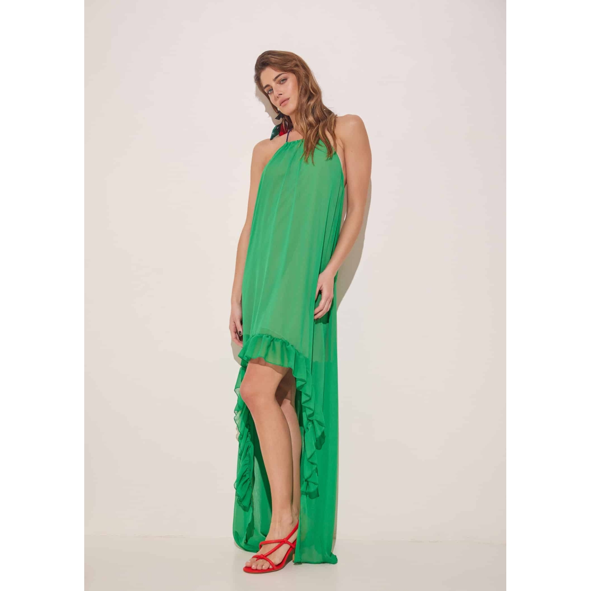 iconic flawy layered dress green