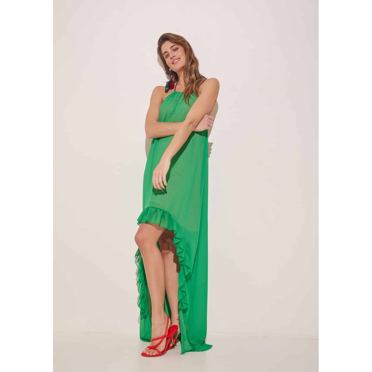 iconic flawy layered dress green