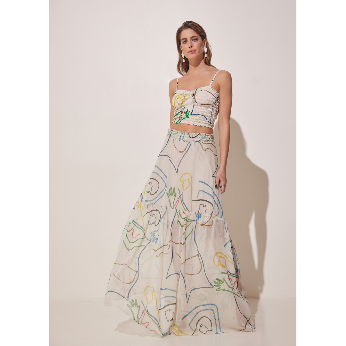 ESTIA MAXI SILK SKIRT INTIMACY PRINT