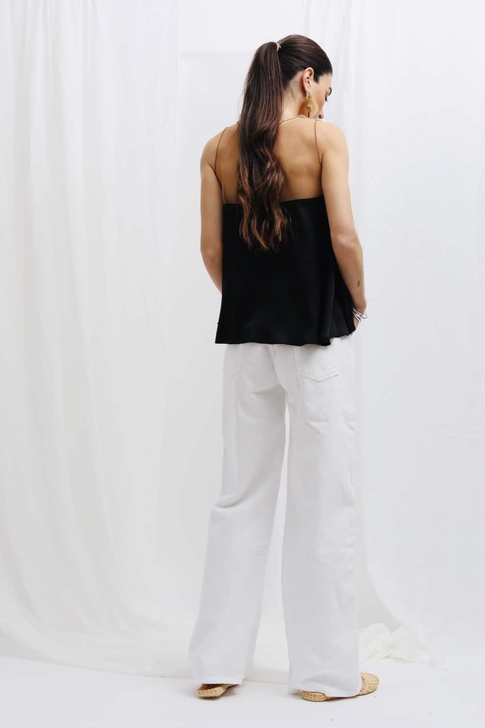 BUTTON ADJUSTABLE WAIST JEANS OFF WHITE