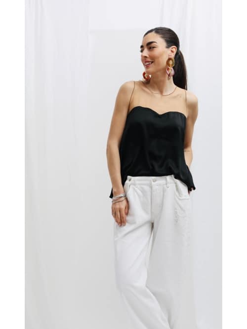 BUTTON ADJUSTABLE WAIST JEANS OFF WHITE