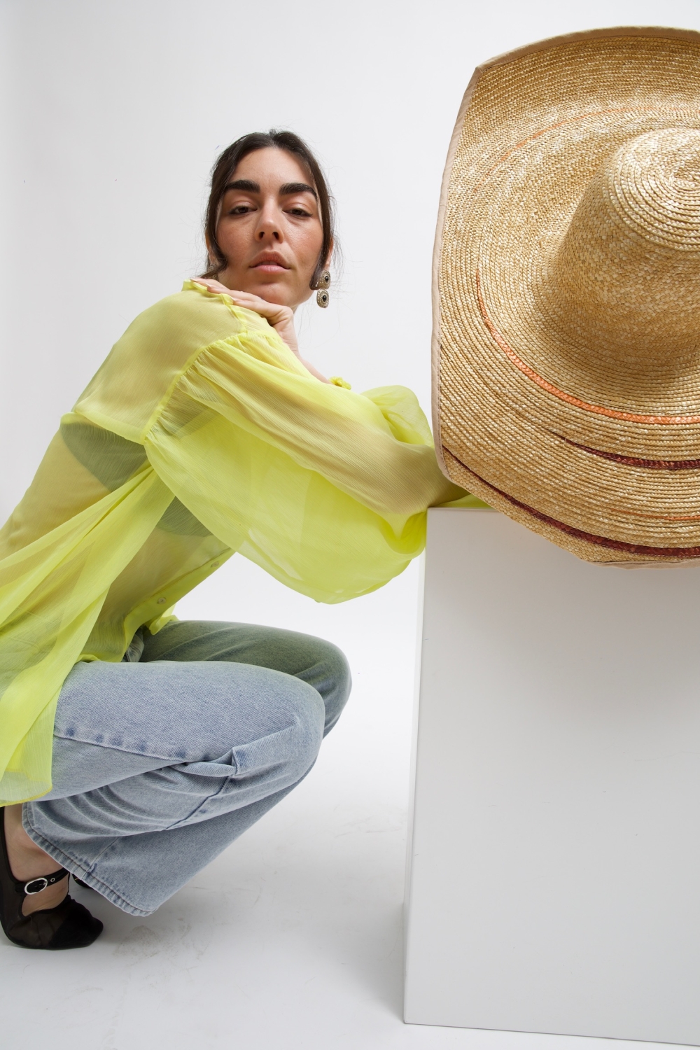 Πουκάμισο τουνίκ μονόχρωμο κίτρινο Eros - Image 2