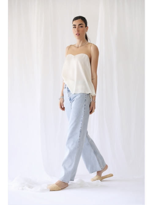 OUTBURST CUT OUT FLARE JEANS LIGHT BLUE WASH