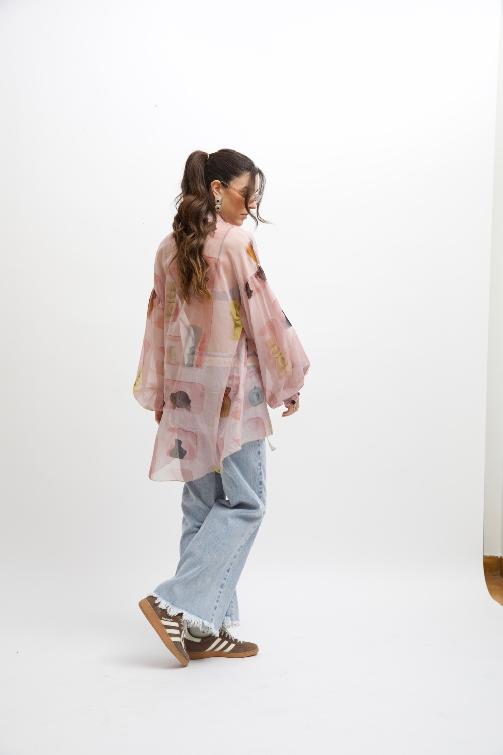 EROS PRINTED TUNIC TOP PINK WALL PRINT