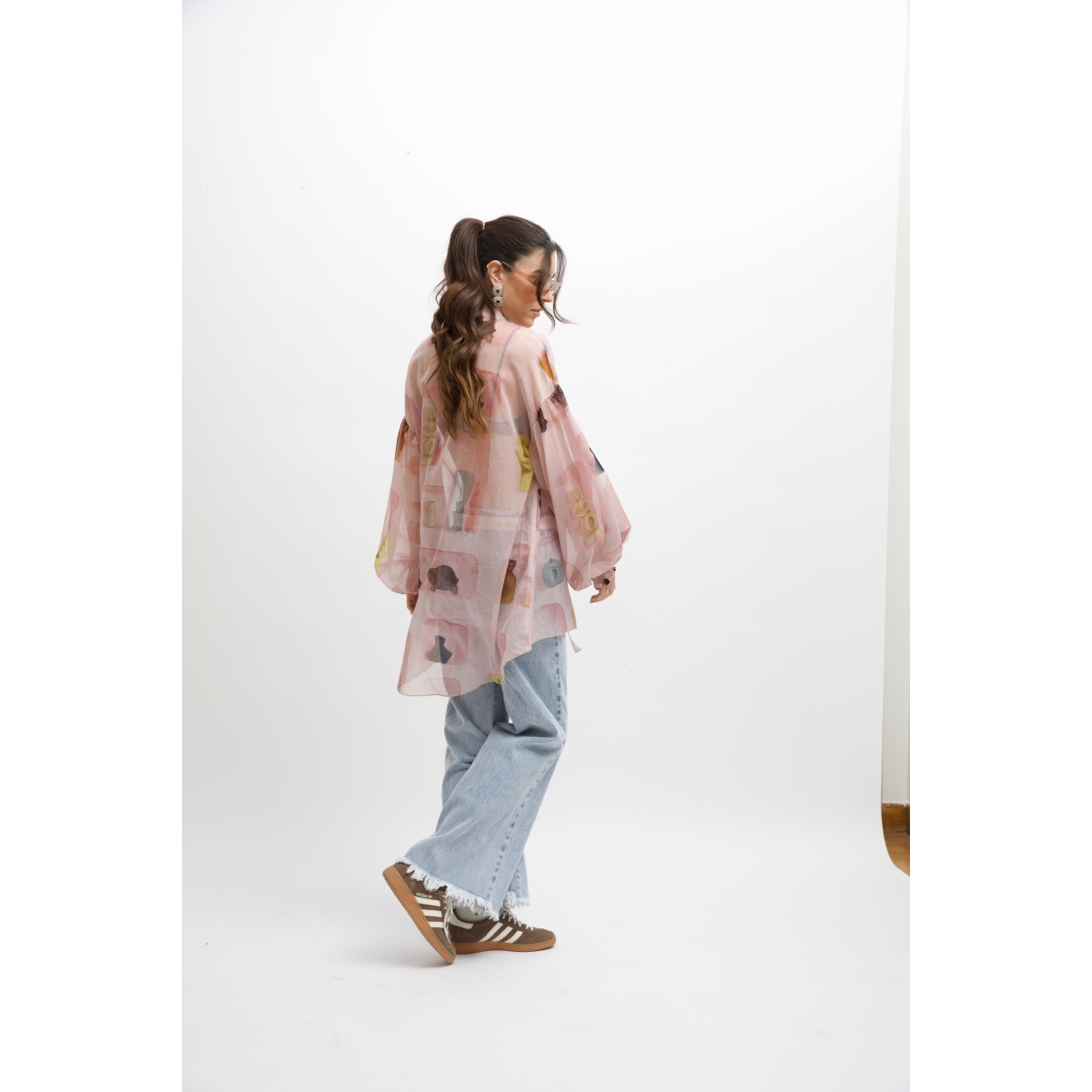 EROS PRINTED TUNIC TOP PINK WALL PRINT