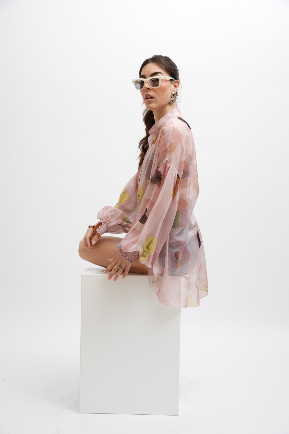 EROS PRINTED TUNIC TOP PINK WALL PRINT